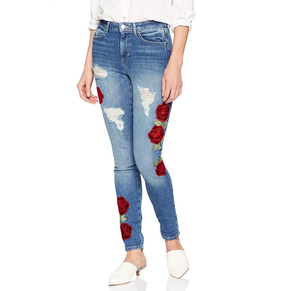 Guess 1981 Velvet-Rose Ripped Skinny Jeans